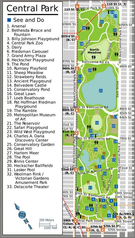 map of central park attractions.